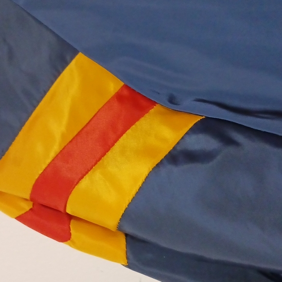 Charlotte Russe Blue Yellow Orange Windbreaker zippered large Pockets collar - Picture 3 of 6